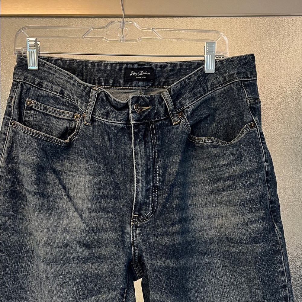 Flag and Anthem Men's Relaxed Fit Jeans in Dark Blue